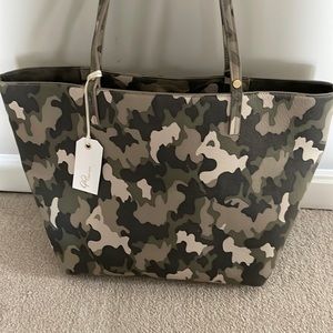 NEW GiGi of New York Leather Green Camo bag tote